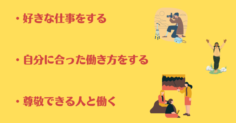 後悔しない働き方をするためのポイント3つを書いた画像