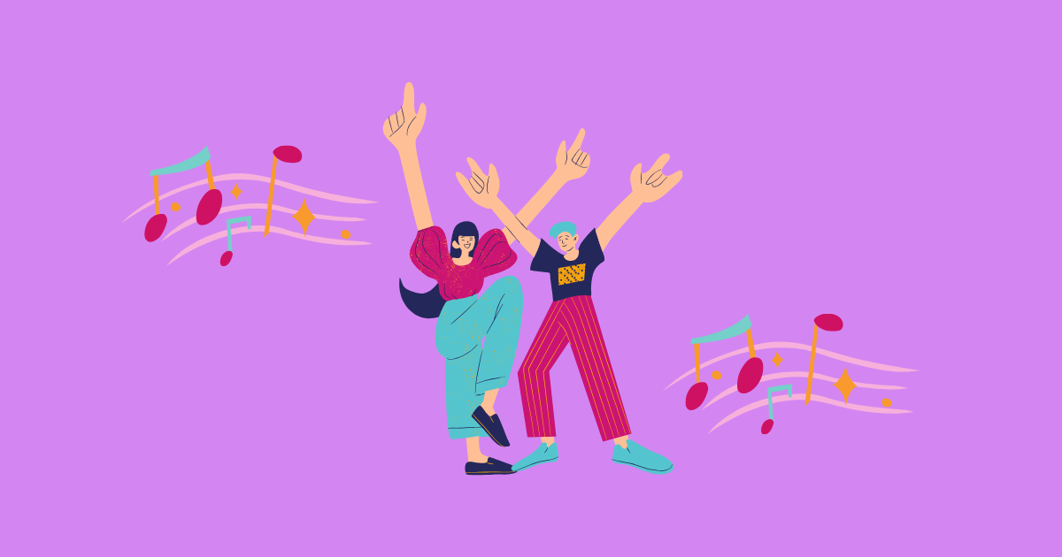 楽しく踊る人たちの画像