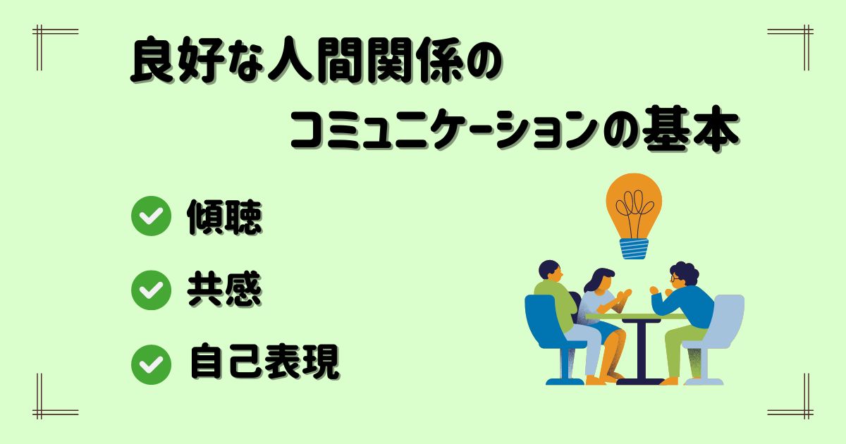 良好な人間関係のコミュニケーションの基本について要点をまとめた画像
